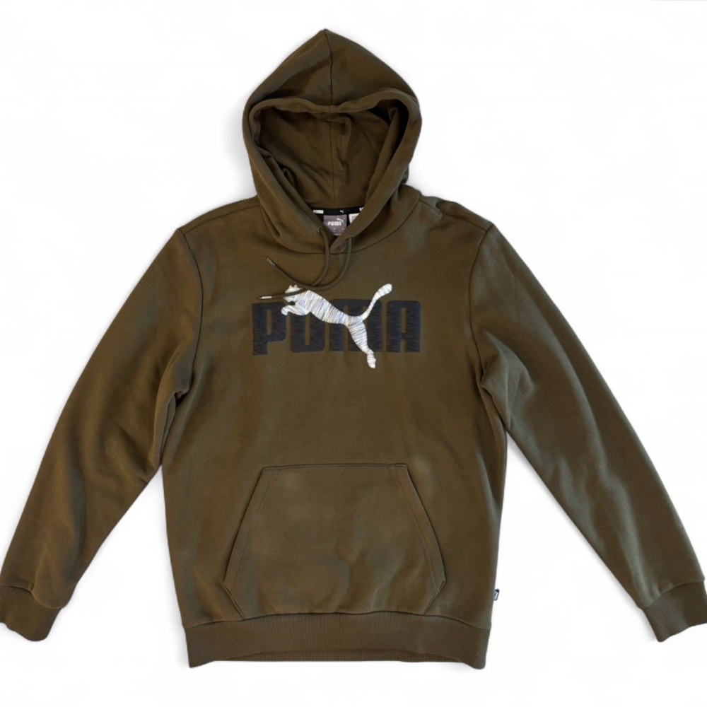 Puma Men's Dark Army Green Hoodie w Drawstrings Size Small